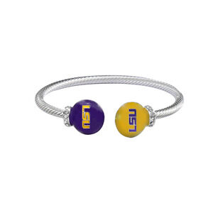 LSU Tigers Brady Silver Tone Cuff Bracelet, NCAA